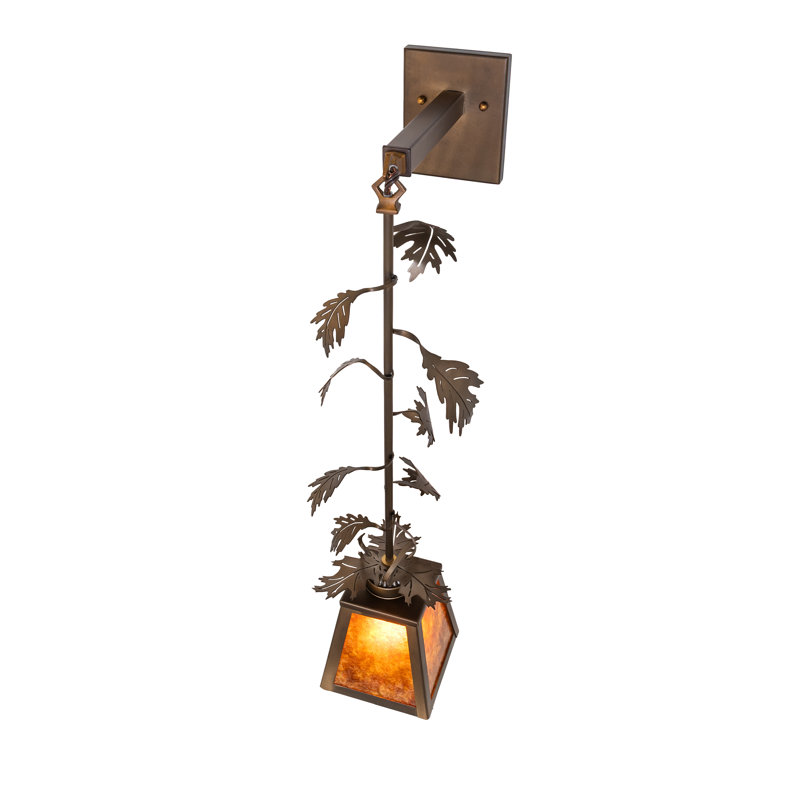 7" Wide Oak Leaf Mission Prime Wall Sconce