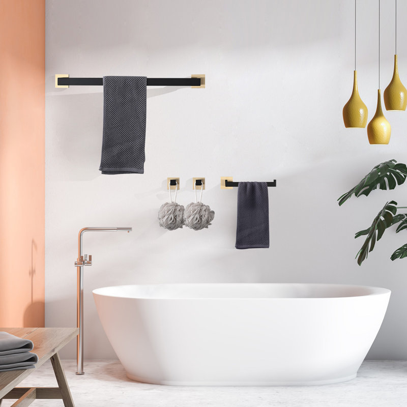 9 - Piece Bathroom Hardware Set, Black/Gold