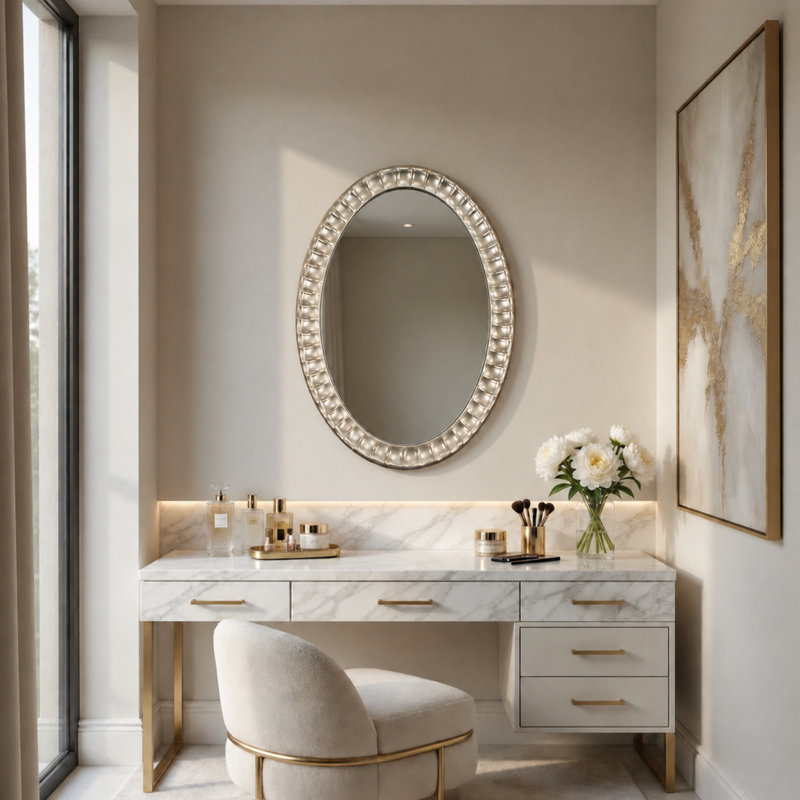 Perle Flat Metal Wall Mirror