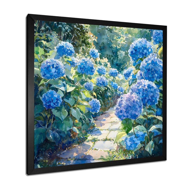 «Hydrangea Garden Delight Harmony II», décoration murale hortensia, H 16 po x l 16 po, Noir, noir, noir, noir