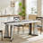 70.9"Rectangular Large Dining Table, Marble Grain Waterproof Large Desk For 8 People, Deluxe Family Dining Table With Adjustable Legs For Kitchen,Living Room,Office, White,70.9''W X 35.4''D X 30.3''H