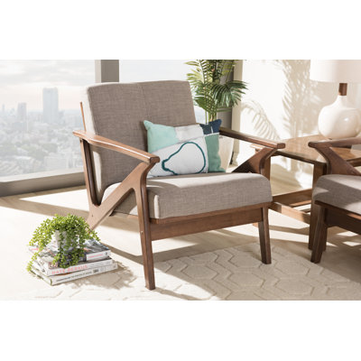 Kiger Bianca Mid-Century Modern Wood Tufted Lounge Chair