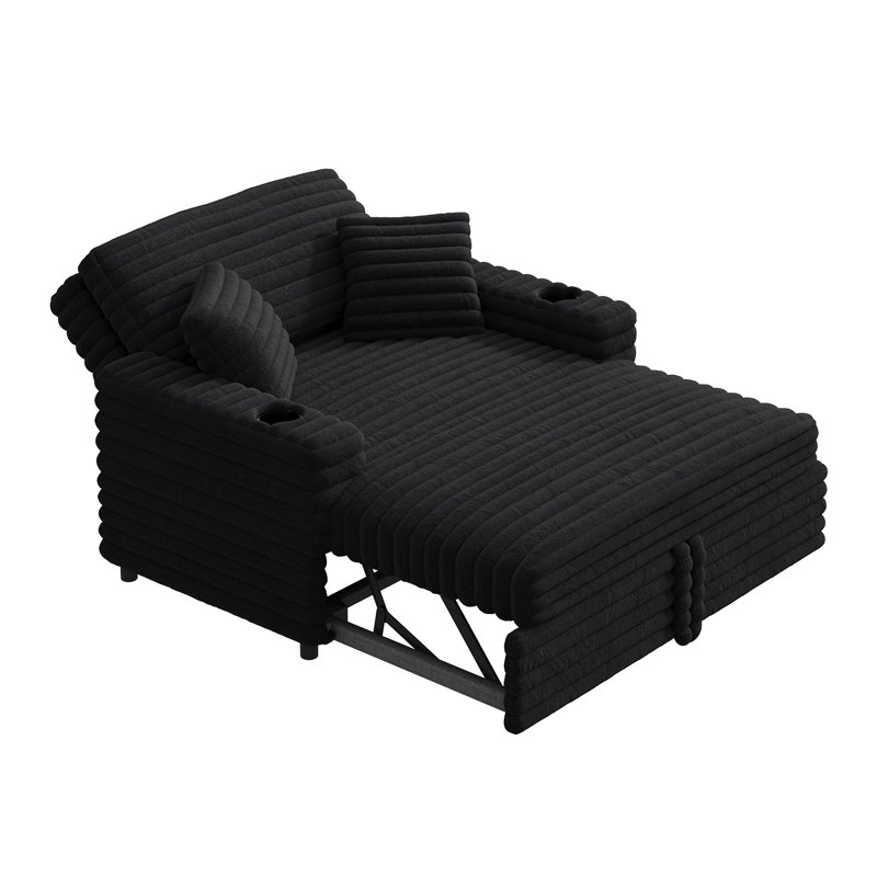 Canapé-lit rembourré en fourrure de lapin, Tissu horizontal en fausse fourrure noire