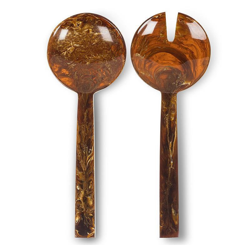 Oversize Warm Brown Salad Serving Utensils