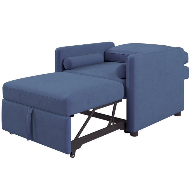 Lit de chaise ajustable - Velours bleu encre, ensemble de chaise 3 en 1