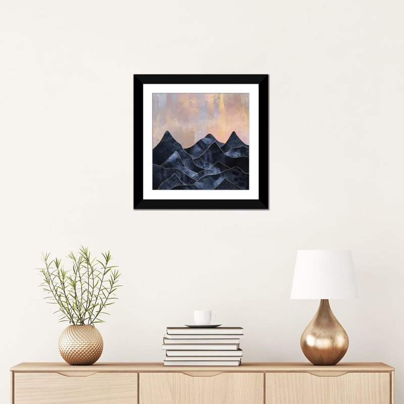 « mountainscape », impression sur toile, Papier avec cadre noir, Blanc, H 24 po x l 24 po x P 1 po