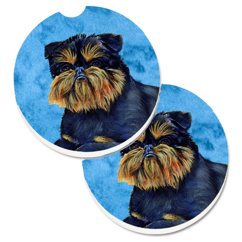 Sous-verre barbu collie voiture, Griffon bruxellois noir
