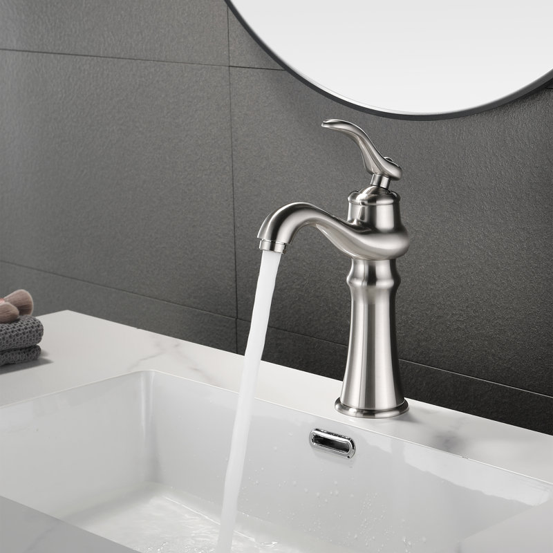Robinet de lavabo pour salle de bain à poignée simple 8 "avec trou Darin, Nickel brossé