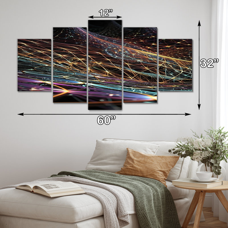 Futuriste Infinity Matrix - art mural sur toile Fractals - 5 panneaux