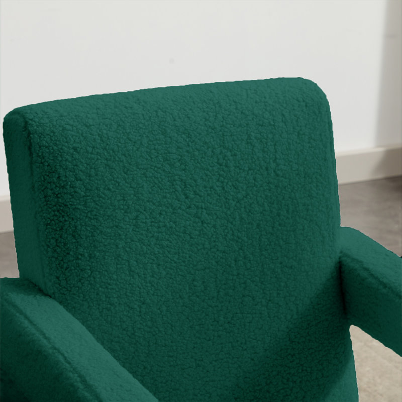 Fauteuil d'appoint rembourré en laine d'agneau moderne, Vert foncé