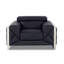  Fauteuil club noir en cuir italien avec détails argentés
