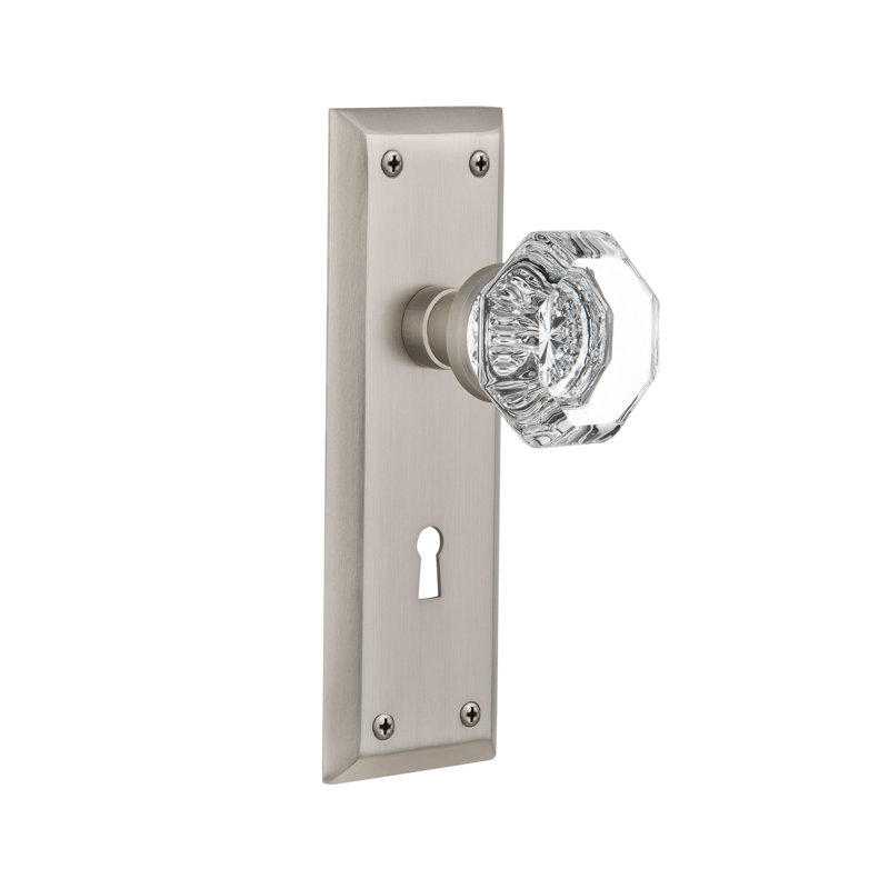 New York Waldorf Interior Mortise Door Knob, Satin Nickel