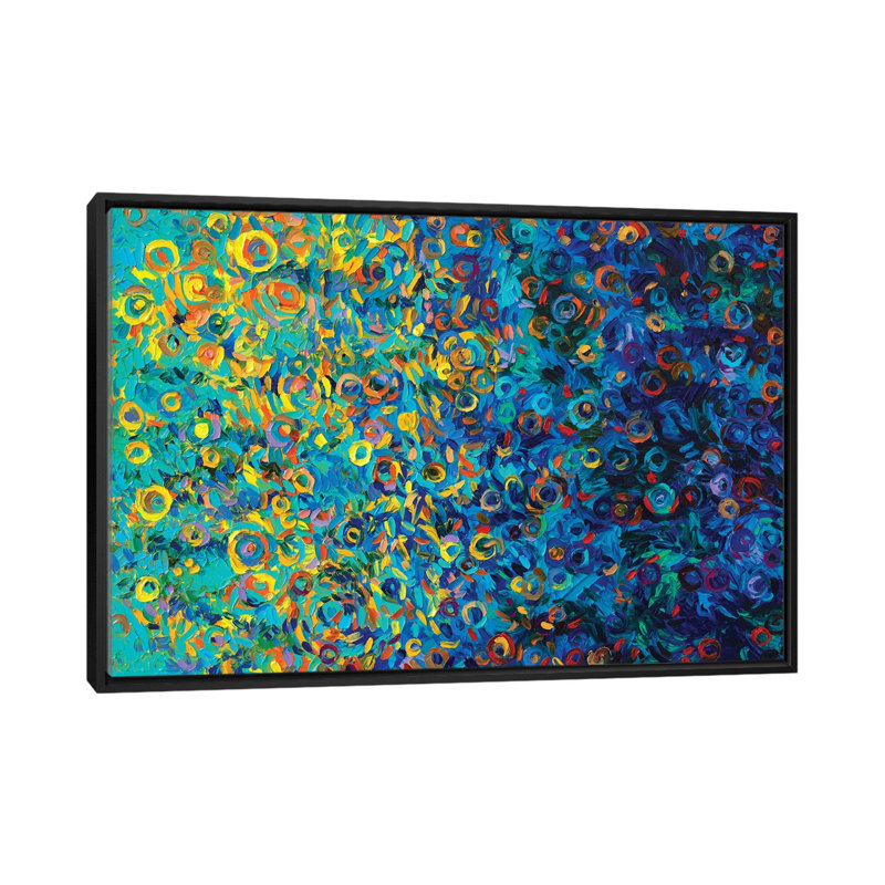 " Beach Glass " by Iris Scott, 18" H x 26" W x 1.5" D, Black Framed Canvas, No Mat