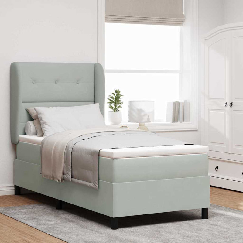  Lit sommier tapissier avec matelas gris clair 39,4 "x 78,7" velours, Simple, Gris clair
