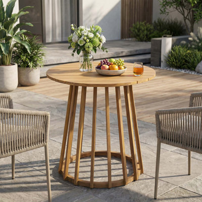 Table de salle à manger d'extérieur ronde en bois d'acacia, table de bistro ronde