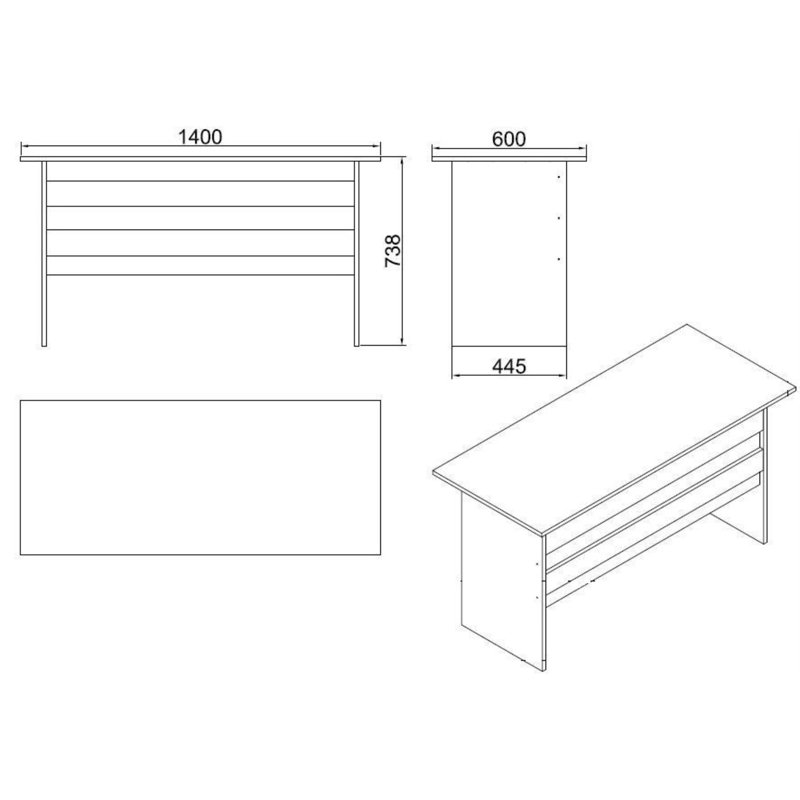 Modern Study Desk, 55.1 x 29.0 x 23.6 inches | 100% Melamine Coated Particle Board, Thickness: 0.7 inches | Sleek Design for Home Office & Study Spaces, Durable & Stylish, Perfect for Productivity & Organization