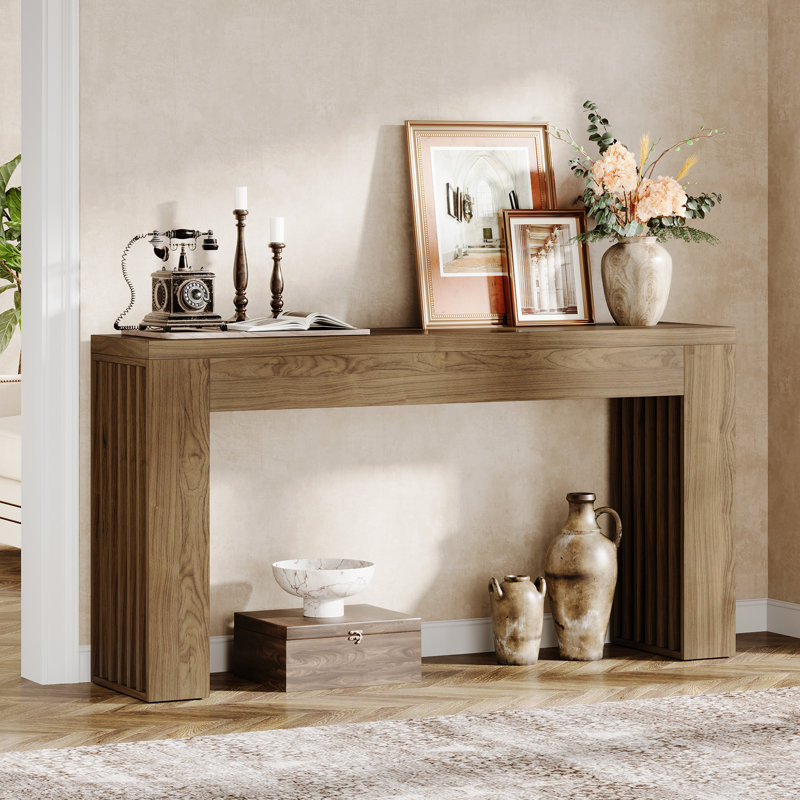 59-Inch Console Table, Wooden Rectangular Sofa Table Behind The Couch