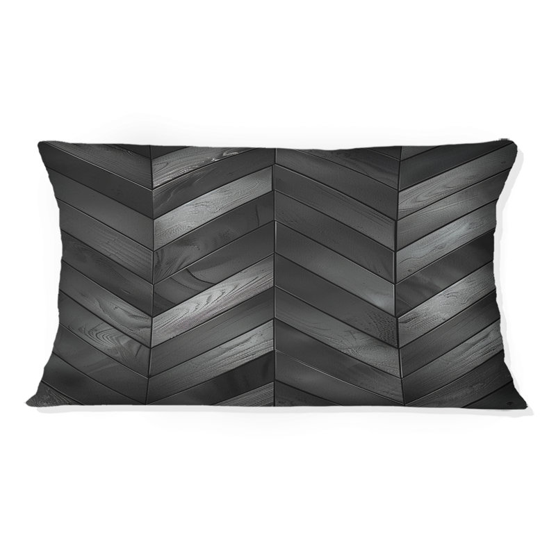 Coussin lombaire gris foncé à chevrons I - Modern