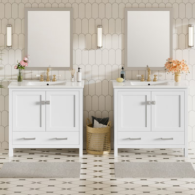 Meuble-lavabo 72 po avec lavabo en céramique