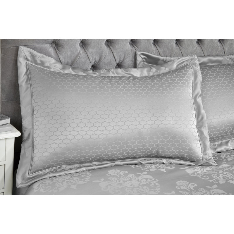 Garver Polyester Damask Sham with Pillow Shams, Silver