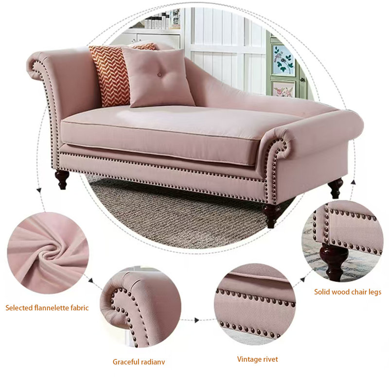 Fauteuil inclinable léger en flanelle de luxe, Orienté à gauche (vu de face), Rose