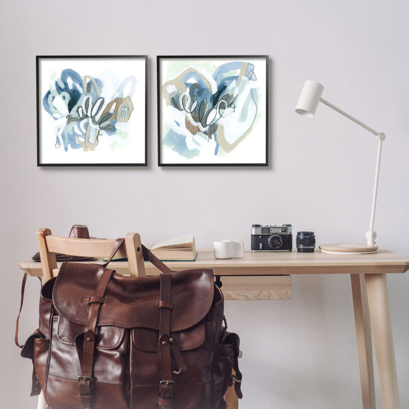 Contemporary Contemporary Squiggle Composition par June Erica Vess - Ensemble de 2 peintures sur bois