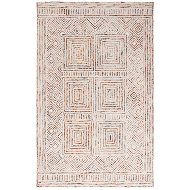 Tapis en laine / coton touffeté à la main ivoire / rouille Laquia, Rectangle 3 pi x 5 pi