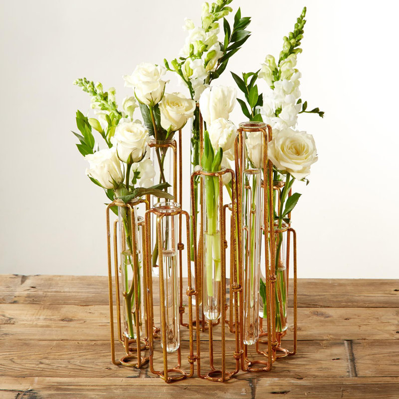 Mebane Handmade Metal Table Vase, Antiqued Gold Finish
