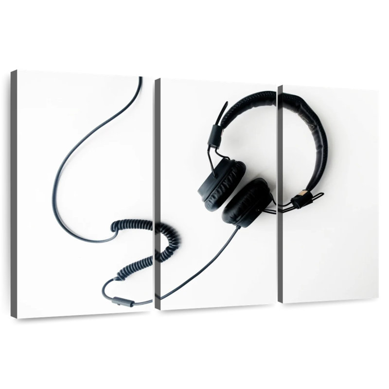 Abarca Black Wired Headphones, 32" H x 50" W
