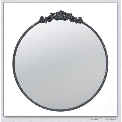 30 X 32 Inch Classic Round Mirror With Baroque Frame For Bathroom And Entryway, Elegant And Functional