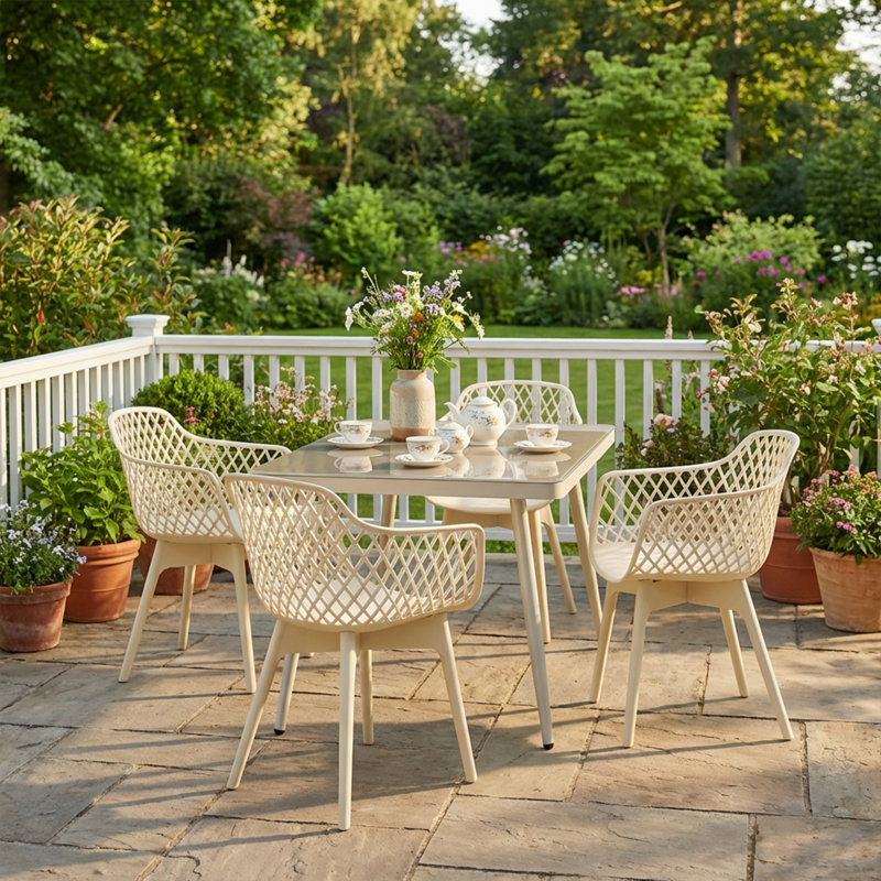 Outdoor Patio Dining Armchair, Beige