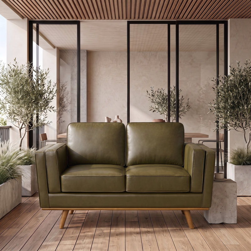 Inayat 62.2" W Minimum Installation Upholstered Loveseat with Solid Wood Legs, Green
