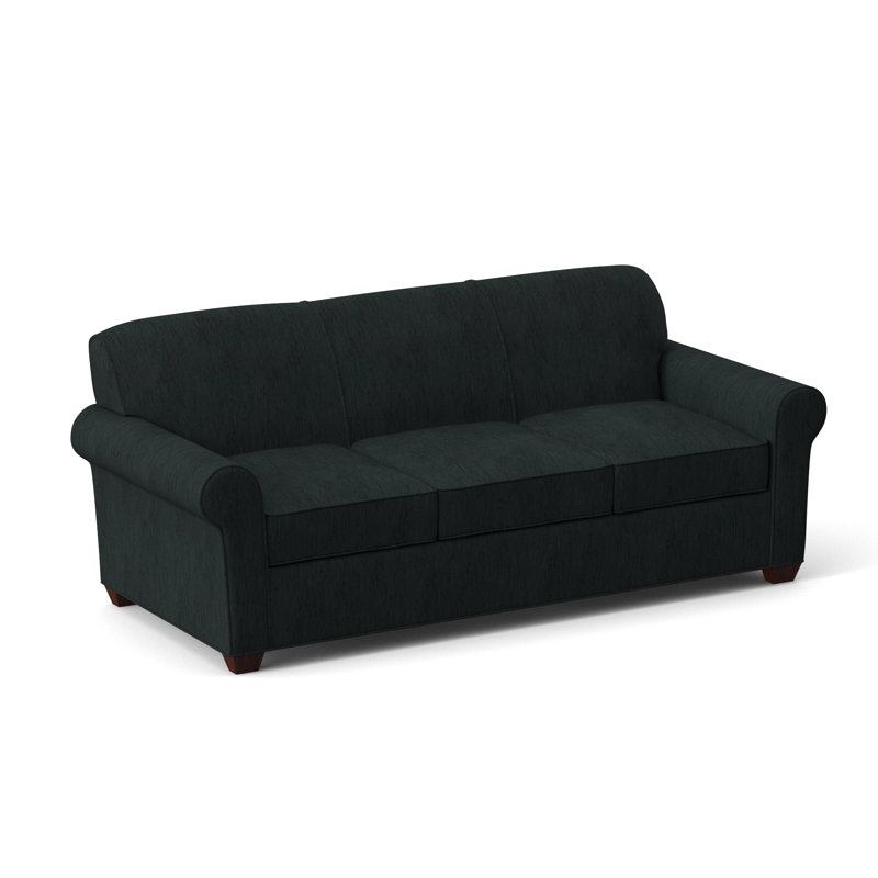 Finn Rolled Arm Sofa with Reversible Cushions, Cardigan Coal, Empire Mahogany, 34" H x 83" W x 36" D