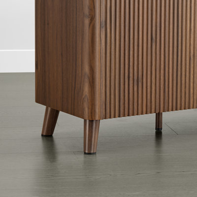 70" Modern Fluted TV Stand for TVs up to 80" with Open Storage, 2 Drawers & Adjustable Shelves