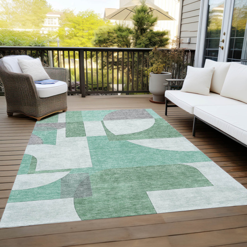 Tapis vert intérieur / extérieur lavable à la machine Cinead ACN1692, Rectangle 10 pi x 14 pi
