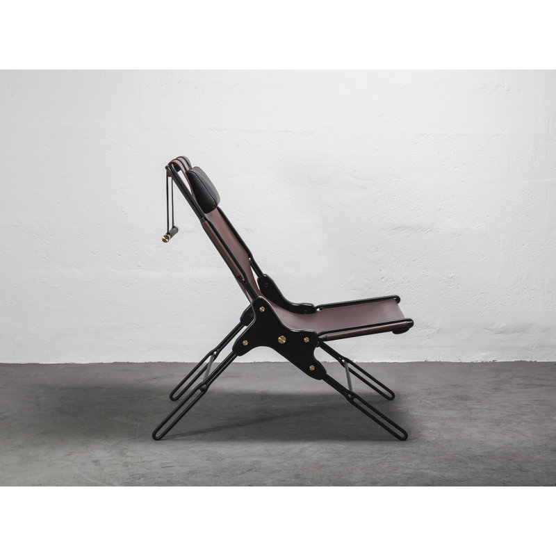 Perfidia Leather Lounge Chair, Brown Red Genuine Leather