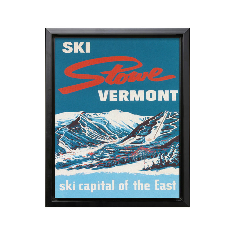 Ski Stowe, Vermont, Cadre noir, Canevas, H 16 po x l 20 po