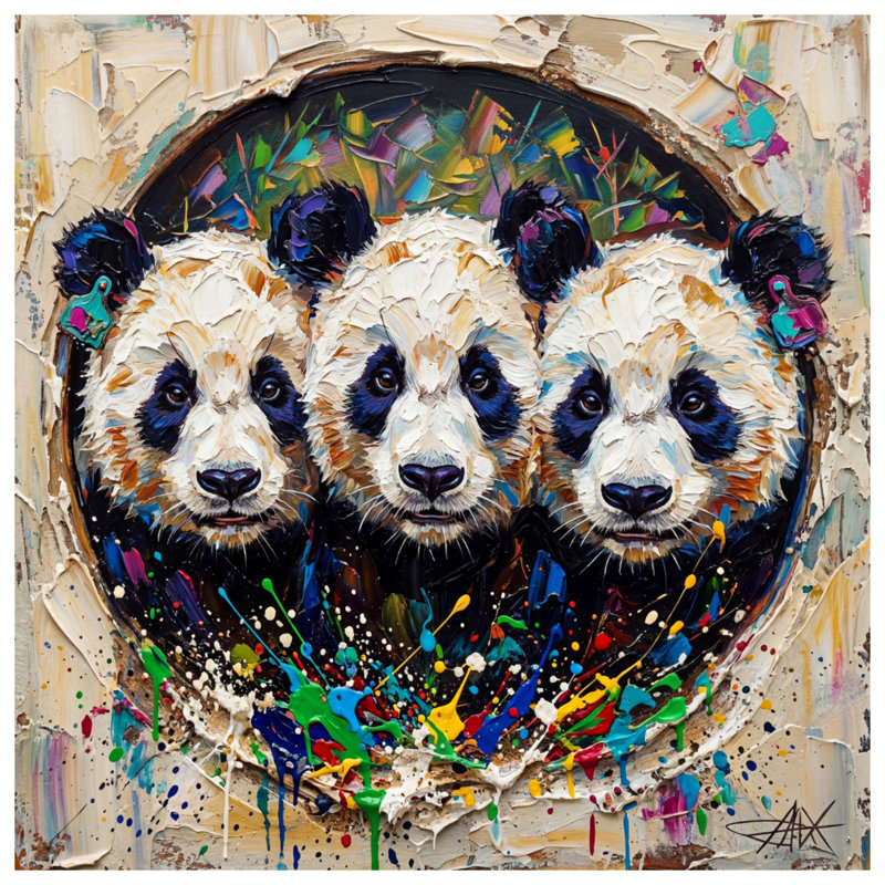 Three Panda Portrait Comforter, Twin Extra Long