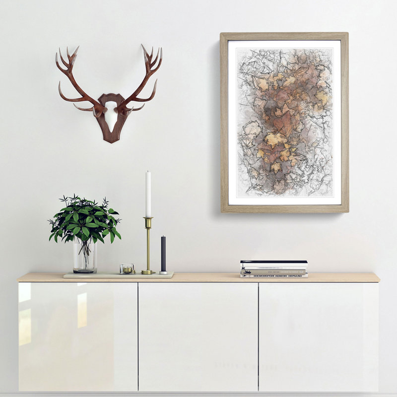 Fallen Leaves - Single Picture Frame Painting on MDF, 63cm H x 45cm W x 2cm D, Oak Framed