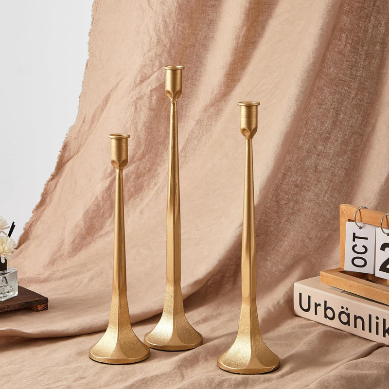 Iron Taper Candle Holder Set Of 3,  Candlestick Holders Decorative Candle Stand, Tapered Candle Holders Tall Set For Wedding, Dining Table, Home Decoration