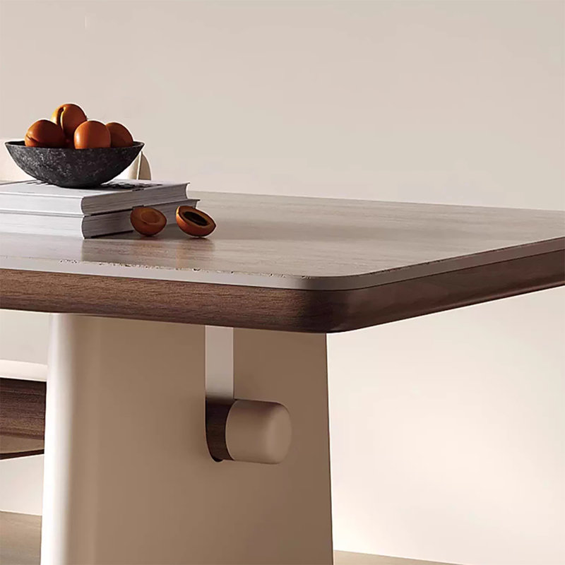 Table de salle à manger en bois massif crème, H 29,5 po x L 70,8 po x l 35,4 po