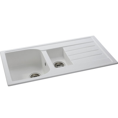 Abode Designs Oriel 480mm W Granite Drop-In Kitchen Sink with 2 Faucet Holes