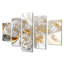 «Whirling River Dynamics Gold and White II - Abstract Spirals», art mural pour le salon, 5 pièces-543344754