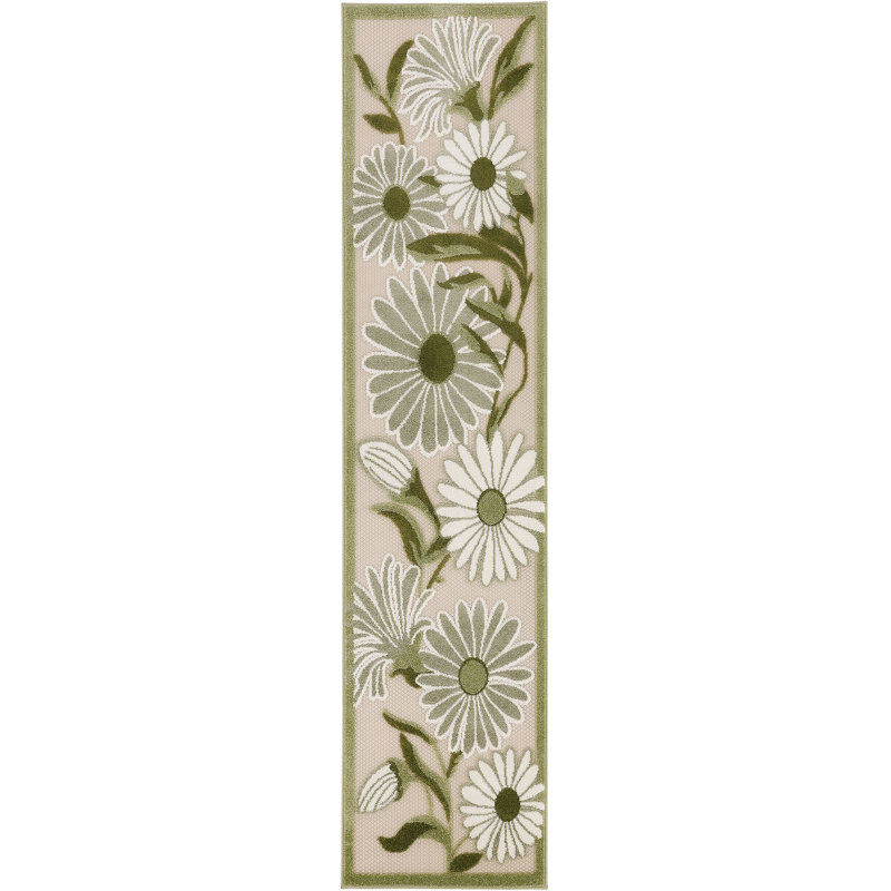 Tapis d'intérieur / extérieur à motif floral Niccoli, Tapis de couloir 2 pi x 6 pi