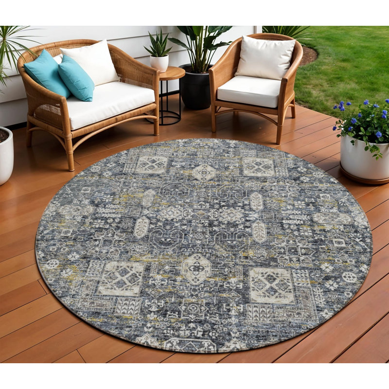 Tapis oriental rond 8 po gris