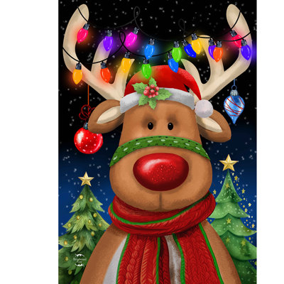 Festive Reindeer House Flag 28x40