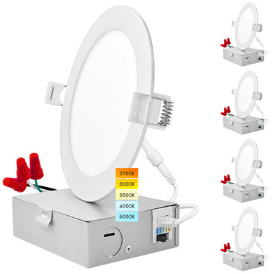 5.91'' Selectable Color Temperature 12 Watt Dimmable Air-Tight IC Rated LED Canless Recessed Lighting Kit