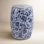 Ceramic Hydrangea Chinoiserie Stool - Elegant Blue and White 18-inch Garden Accent Piece