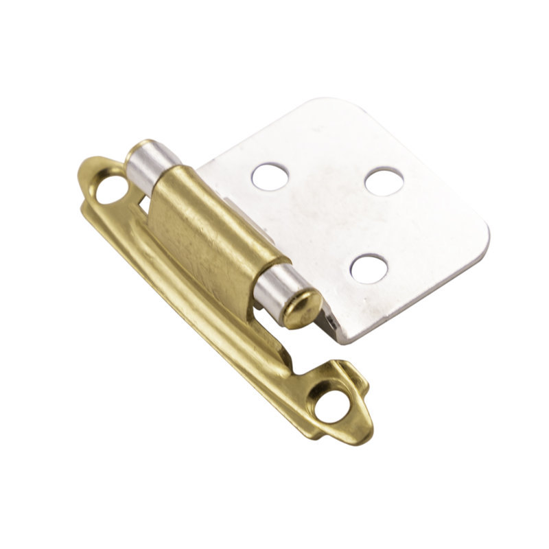 Surface Self-Closing Variable overlay Face Frame Self-Close - Polished Brass with Chrome - Cabinet Door Hinges (Set of 50)