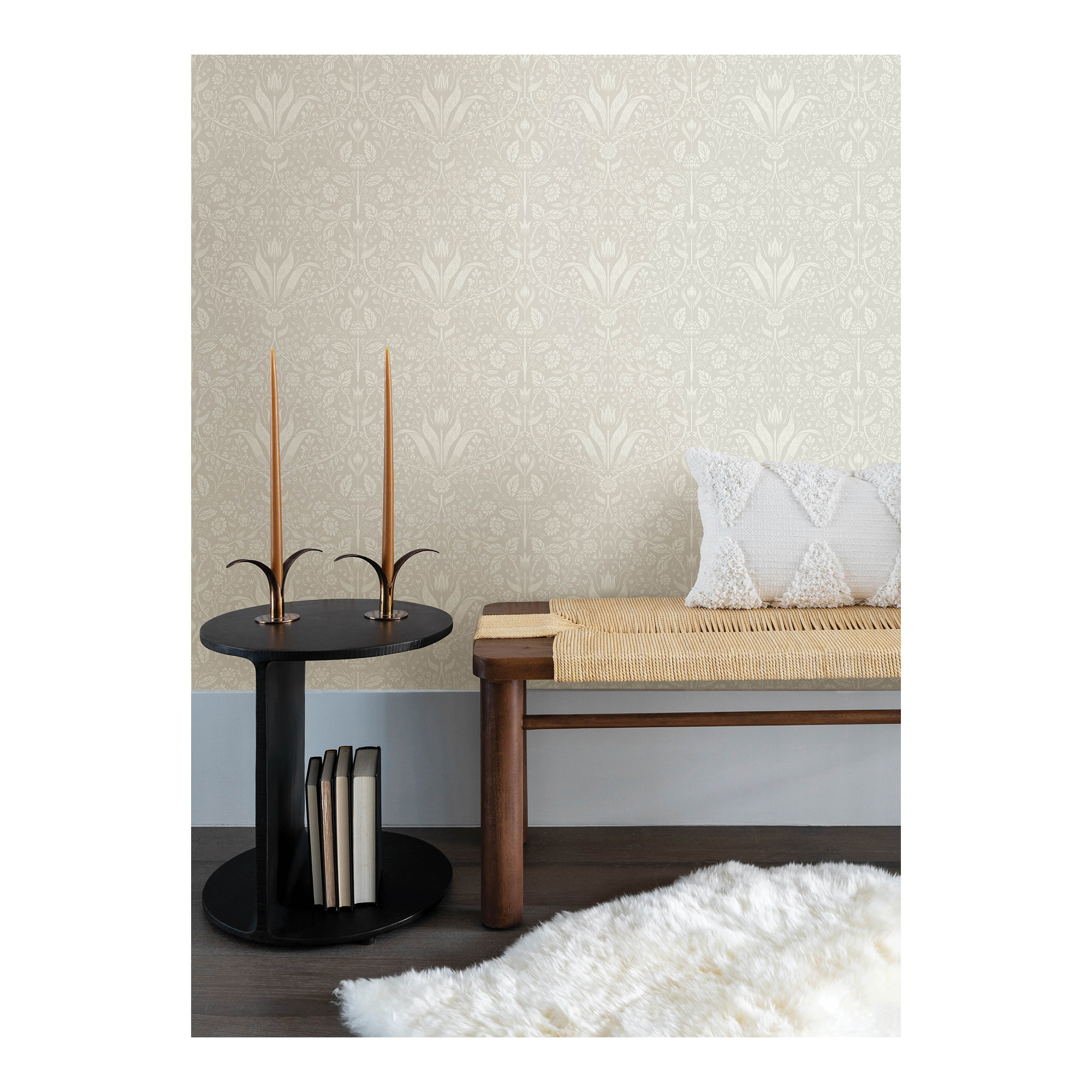 Triste Floral Wallpaper, Beige/Off-White